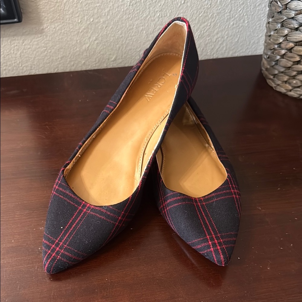 J. Crew Black and Red Flats with Pointed Toe